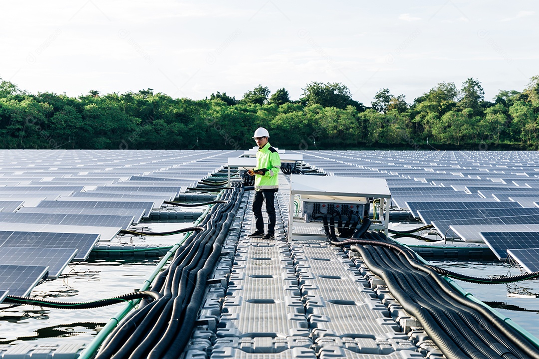 Energia fotovoltaico sobre espaço industrial de energia solar