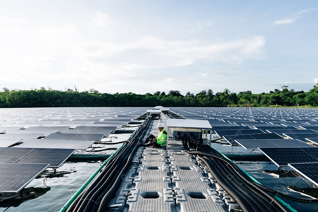 Energia fotovoltaico sobre espaço industrial de energia solar