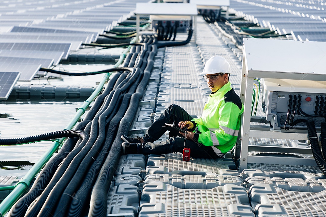 Energia fotovoltaico sobre espaço industrial de energia solar