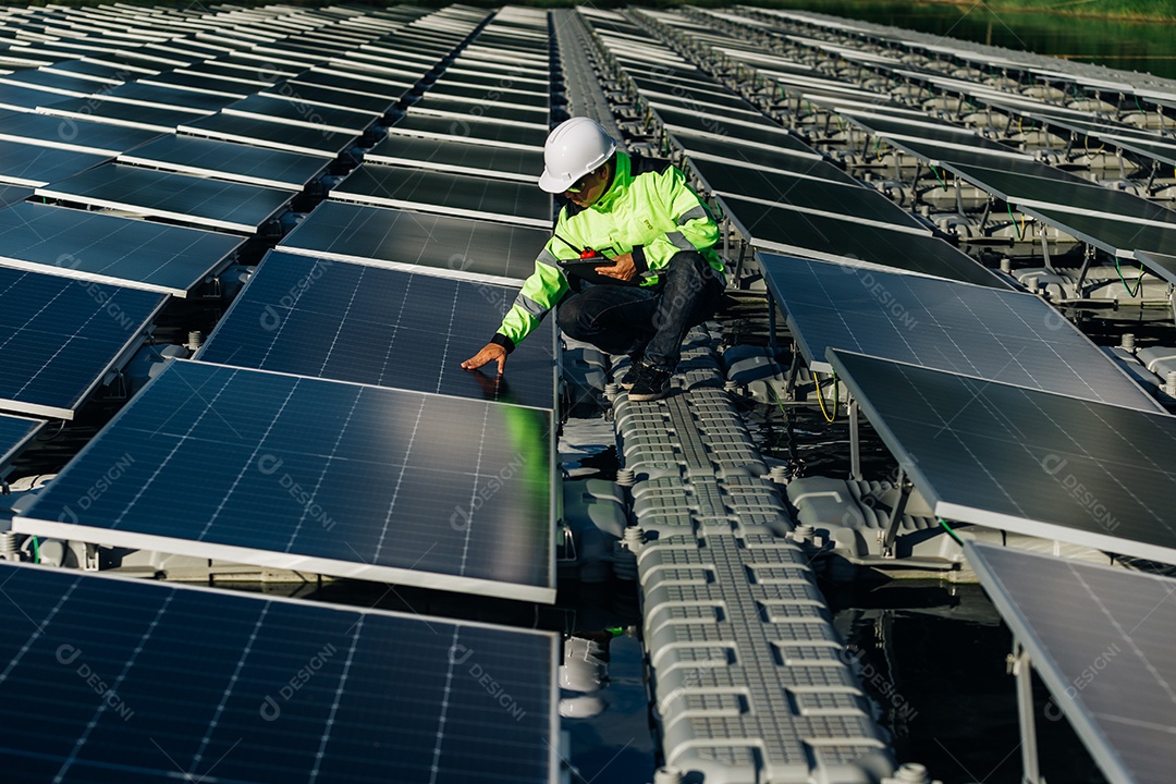 Energia fotovoltaico sobre espaço industrial de energia solar