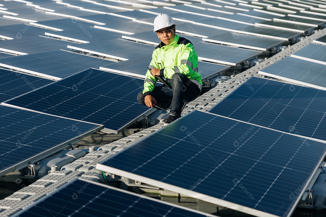 Energia fotovoltaico sobre espaço industrial de energia solar