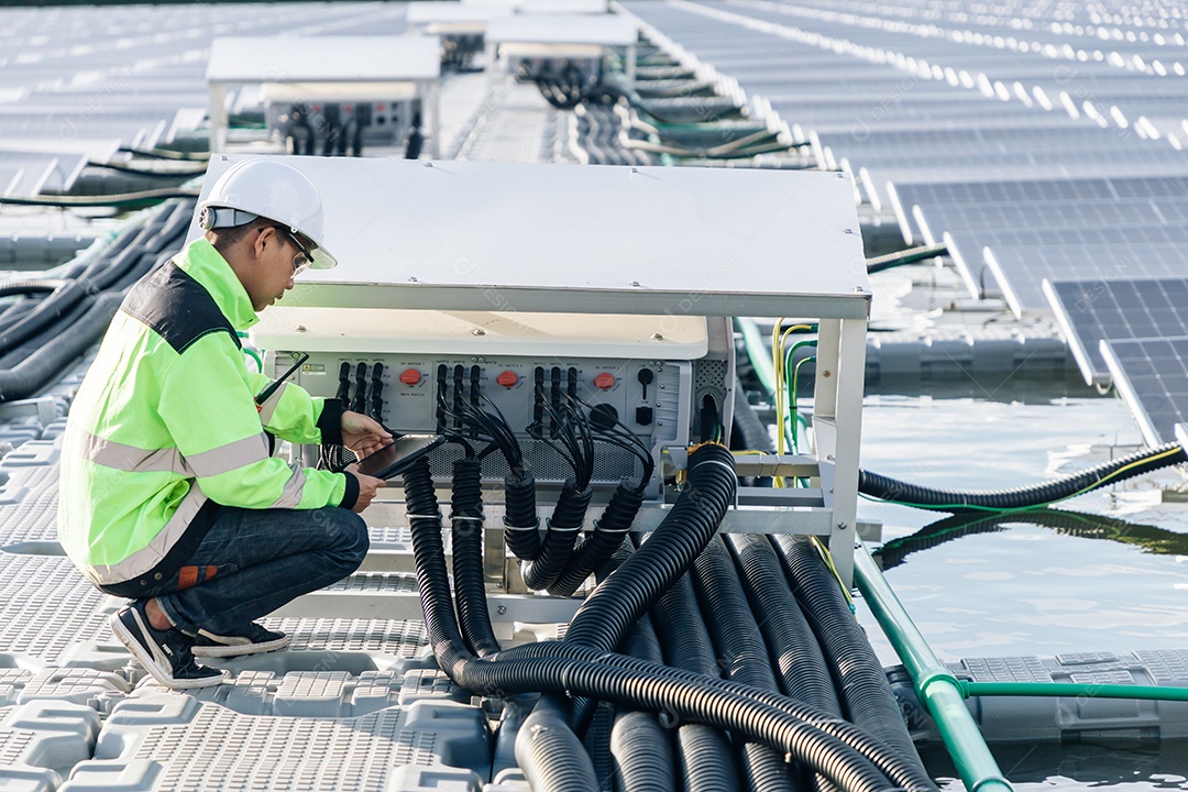 Energia fotovoltaico sobre espaço industrial de energia solar