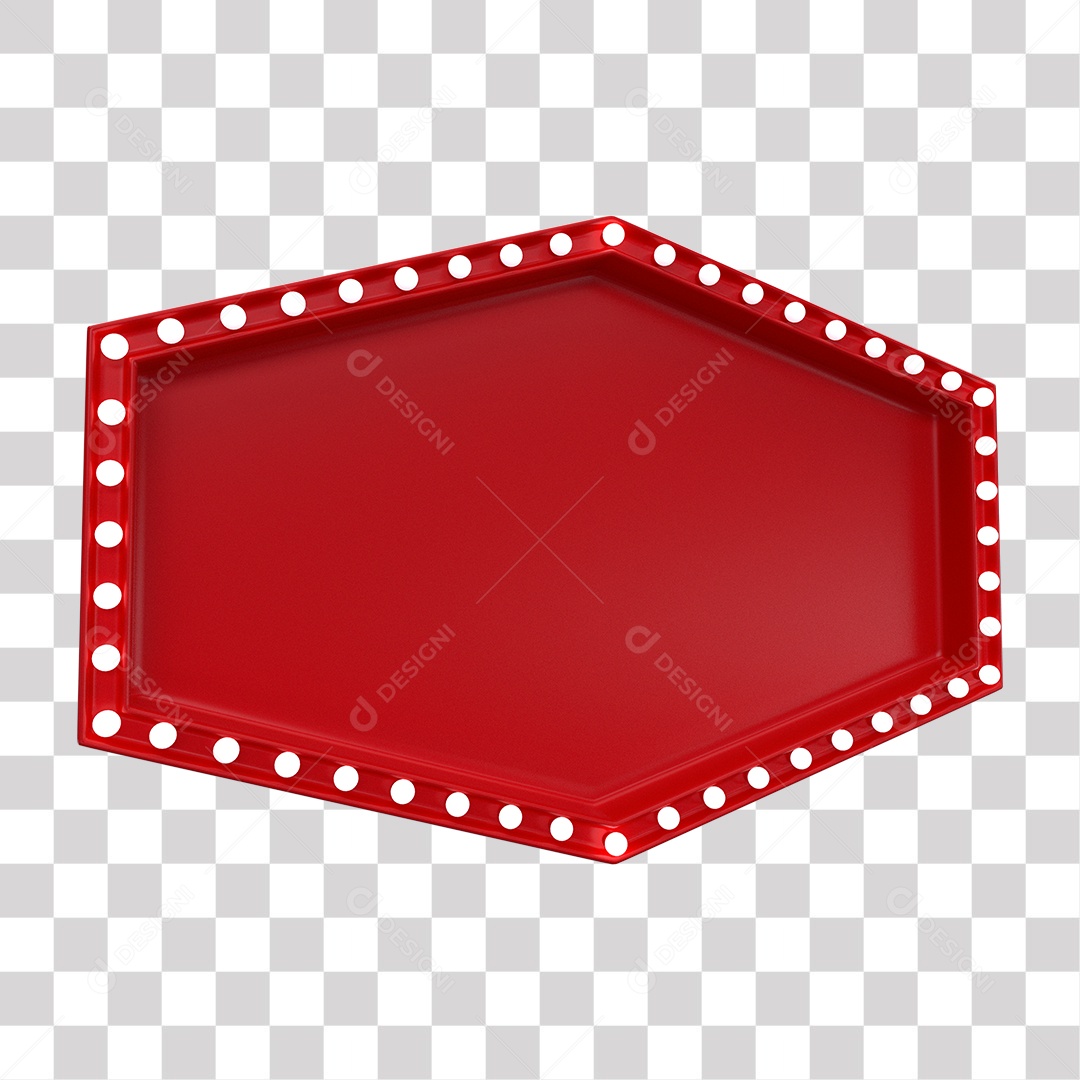Painel 3D Vermelho com Luzes Elemento para Composição PNG Transparente