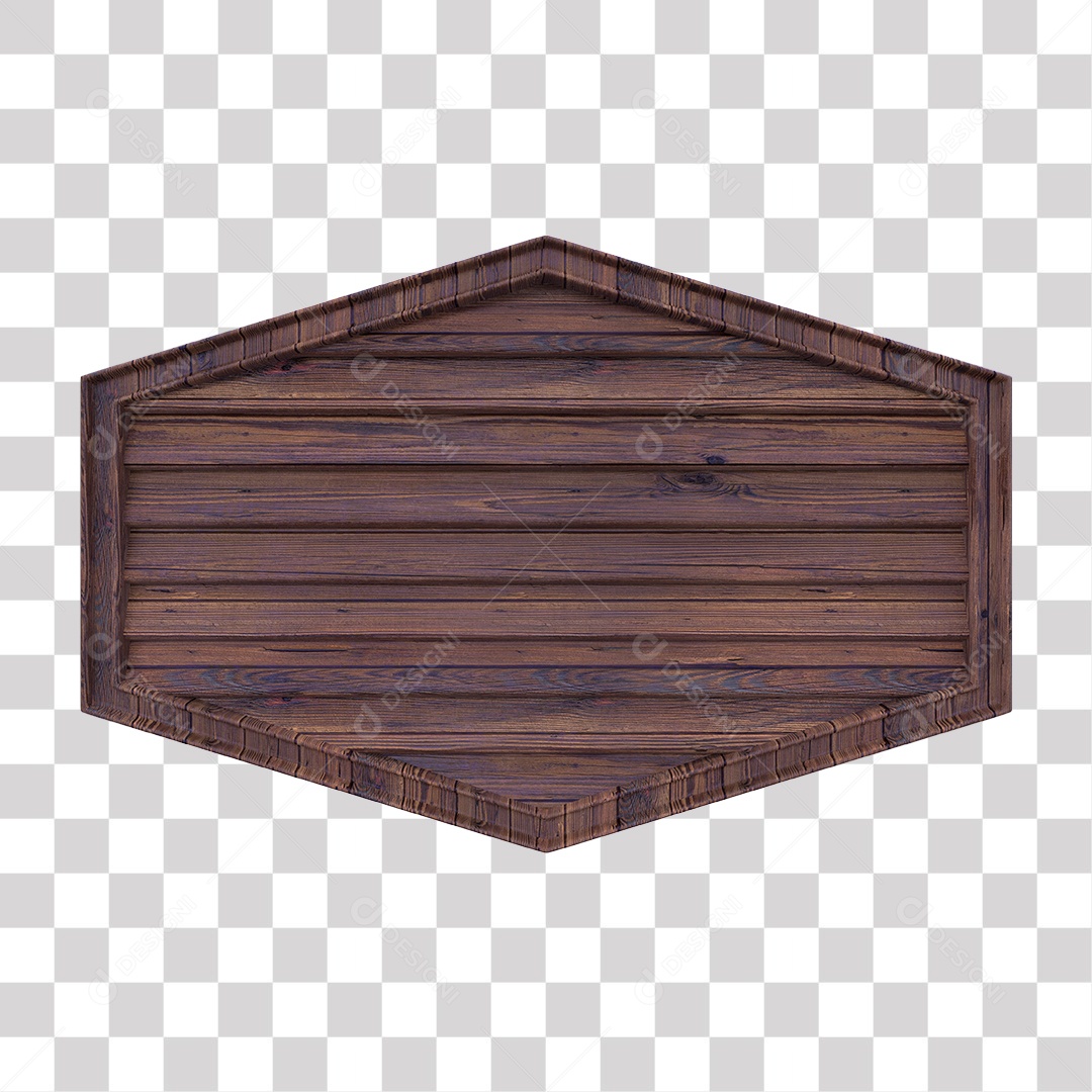 Painel 3D de Madeira Elemento para Composição PNG Transparente