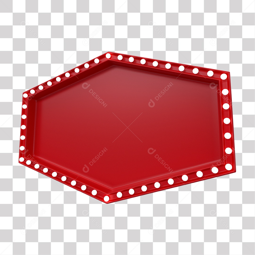 Painel 3D Vermelho com Luzes Elemento para Composição PNG Transparente