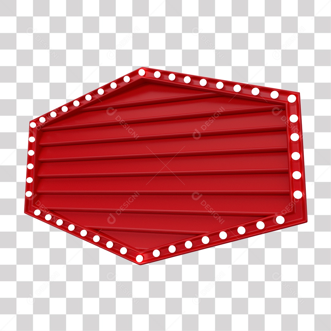 Painel 3D Vermelho com Luzes Elemento para Composição PNG Transparente