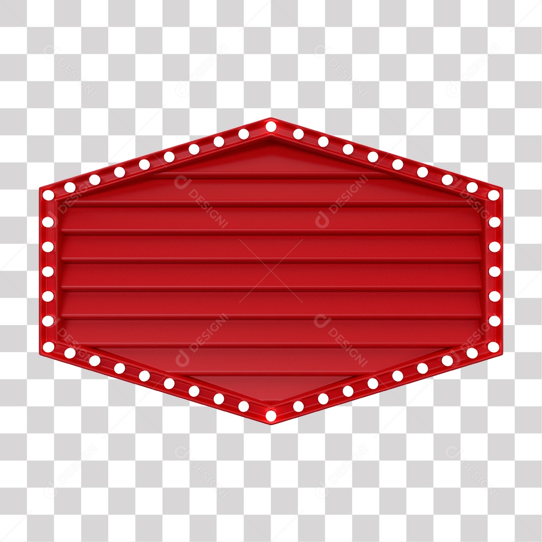 Painel 3D Vermelho com Luzes Elemento para Composição PNG Transparente