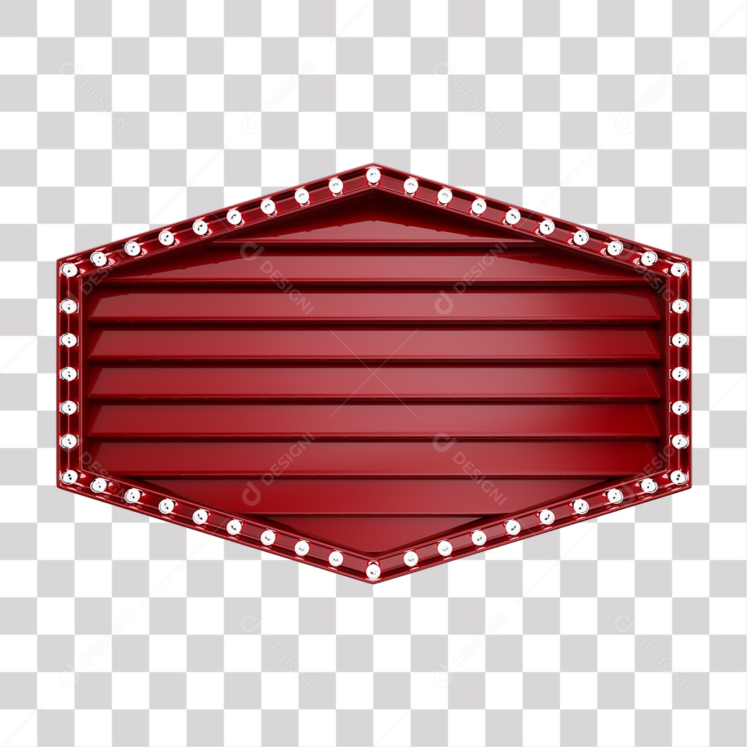 Painel 3D Vermelho Escuro com Luzes Elemento para Composição PNG Transparente