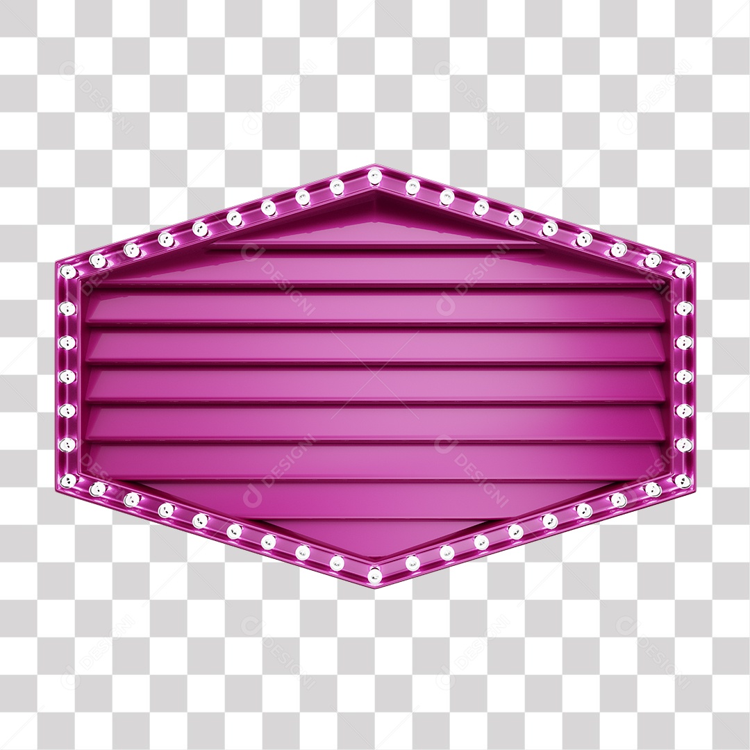 Painel 3D Rosa Escuro com Luzes Elemento para Composição PNG Transparente