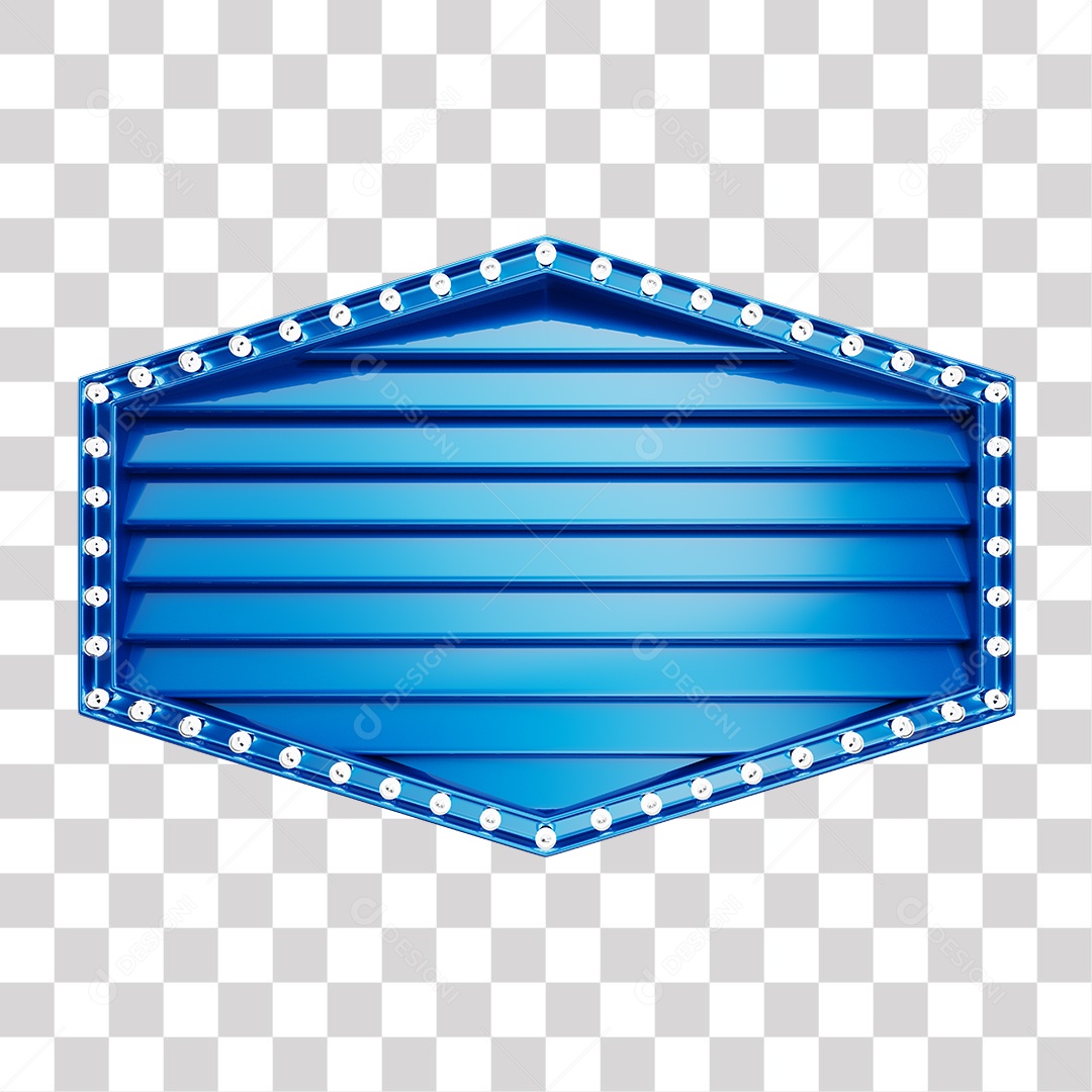 Painel 3D Azul com Luzes Elemento para Composição PNG Transparente