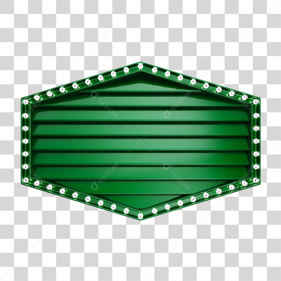 Painel 3D Verde Escuro  com Luzes Elemento para Composição PNG Transparente