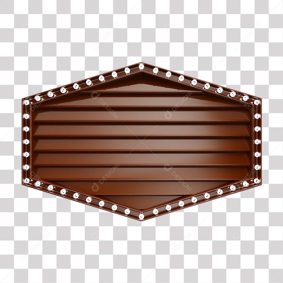 Painel 3D Marrom Escuro  com Luzes Elemento para Composição PNG Transparente