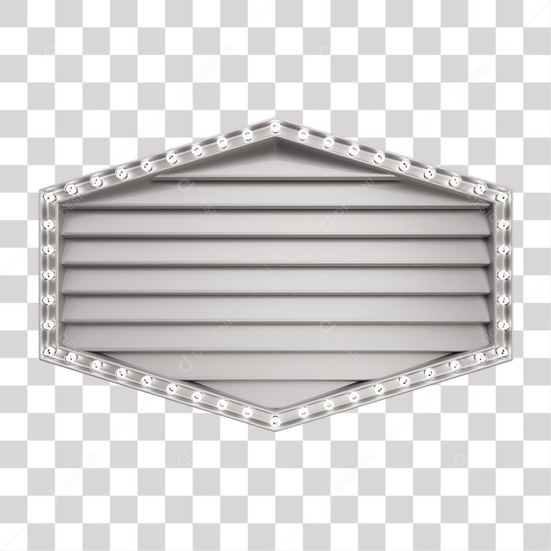 Painel 3D Cinza com Luzes Elemento para Composição PNG Transparente