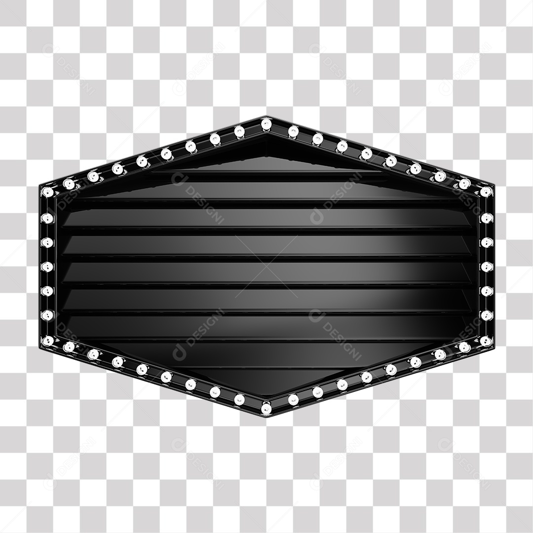 Painel 3D Preto com Luzes Elemento para Composição PNG Transparente