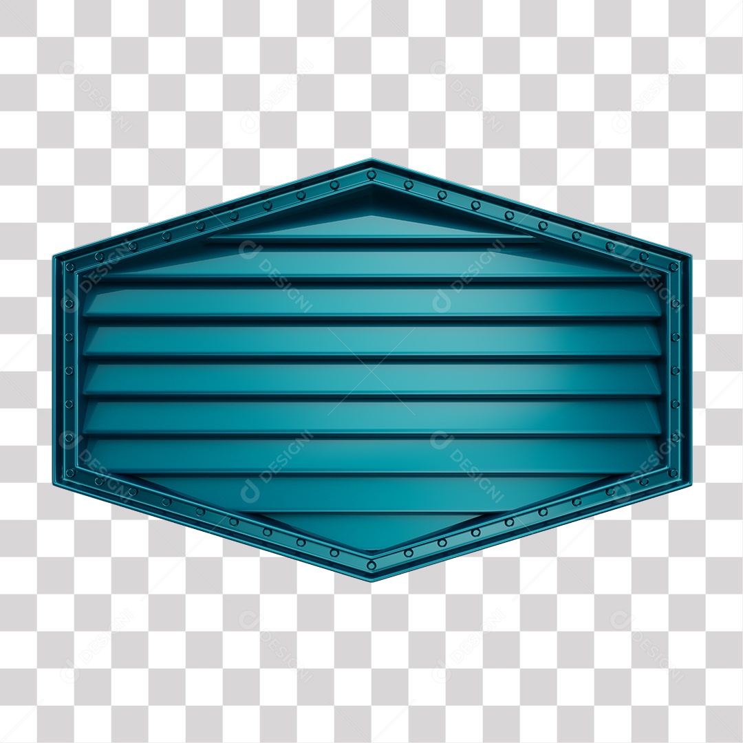 Painel 3D Azul Elemento para Composição PNG Transparente Sem Fundo