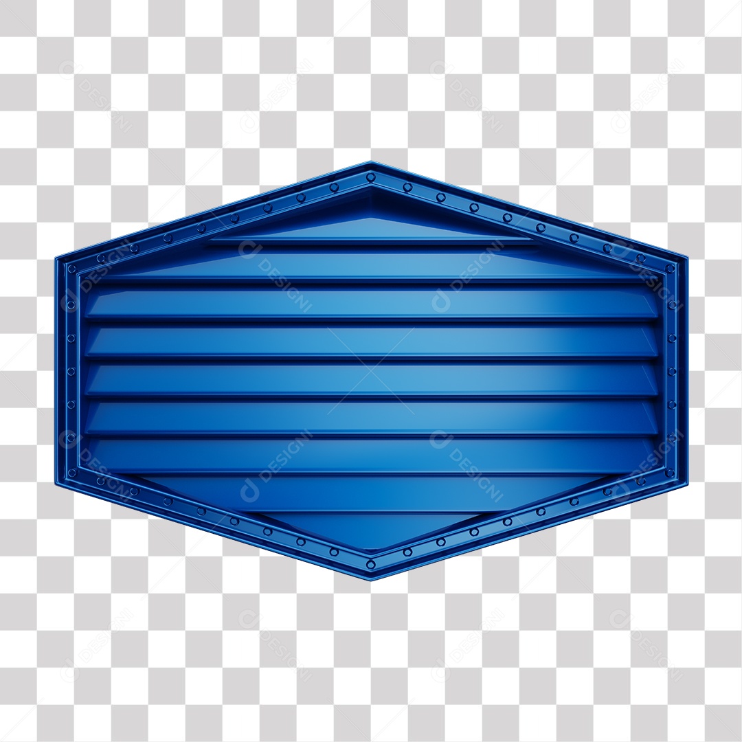 Painel 3D Azul Elemento para Composição PNG Transparente Sem Fundo
