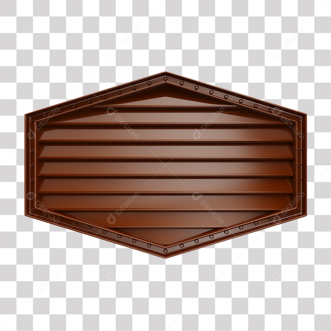 Painel 3D Marrom Escuro Elemento para Composição PNG Transparente Sem Fundo