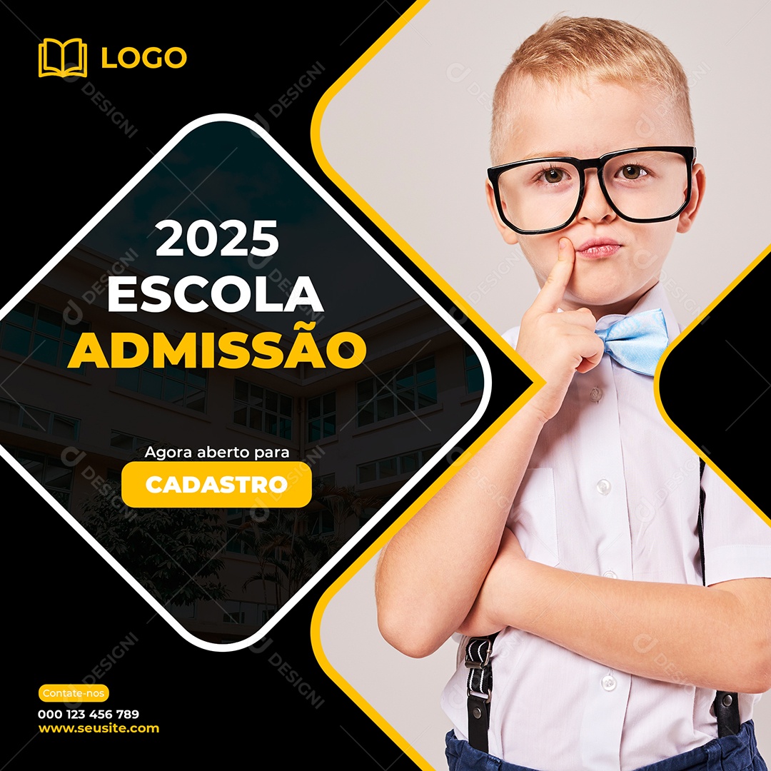 Social Media Volta Às Aulas 2025 Escola Admissão PSD Editável