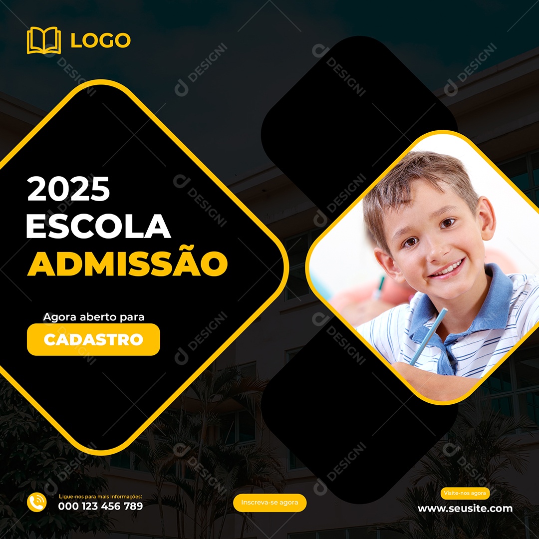 Social Media Volta Às Aulas 2025 Escola Admissão PSD Editável