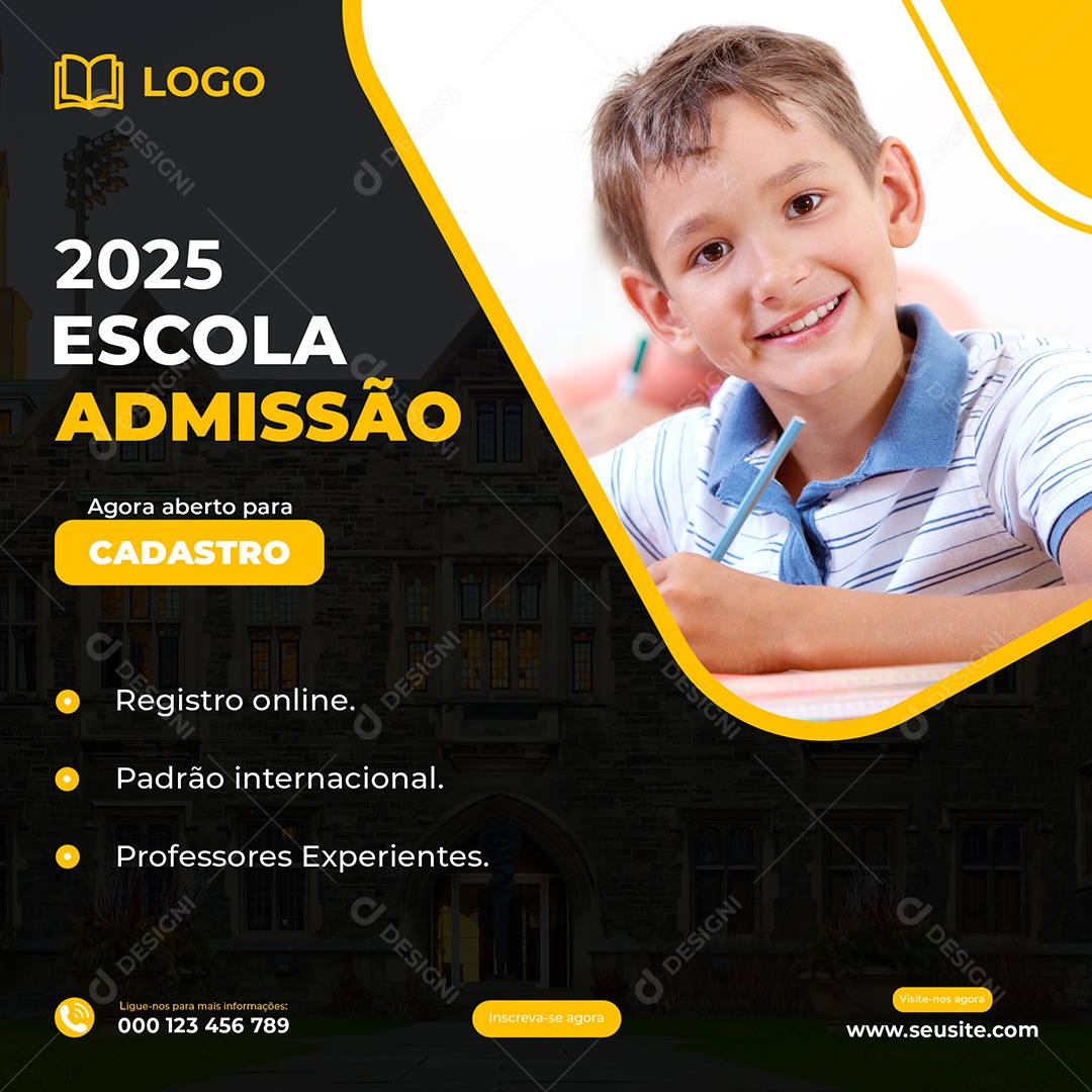 Social Media Volta Às Aulas 2025 Escola Admissão PSD Editável