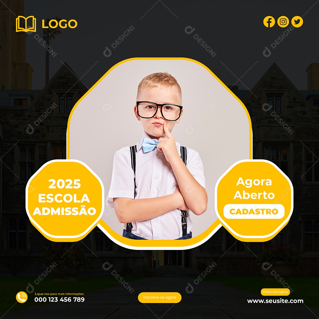 Social Media Volta Às Aulas 2025 Escola Admissão Agora Aberto Cadastro PSD Editável