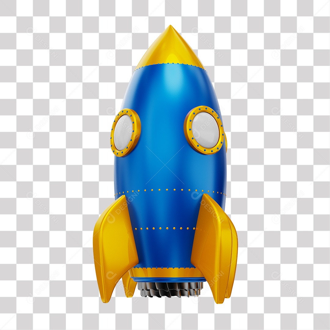 Blue and Gold 3D Rocket Rocket Transparent PNG