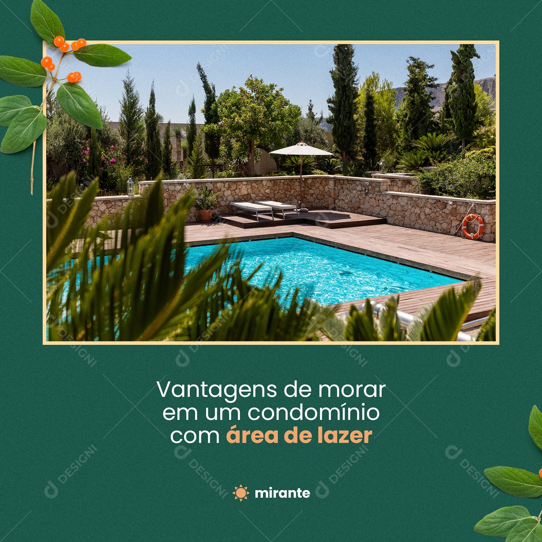 Social Media Vantagens de Morar em um Condomínio com Área de Lazer PSD Editável