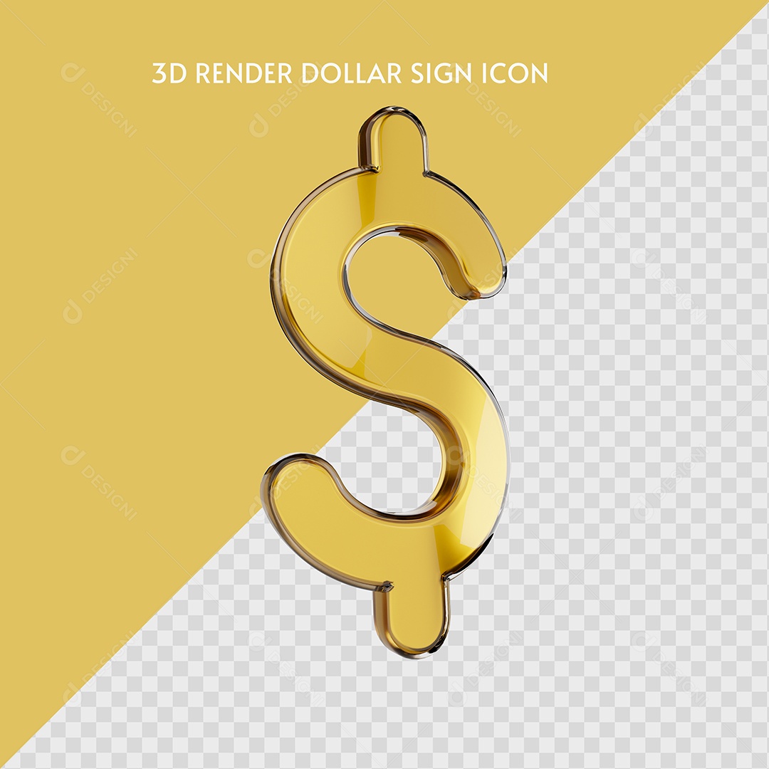 Ícone 3D Cifrão Dourado PSD