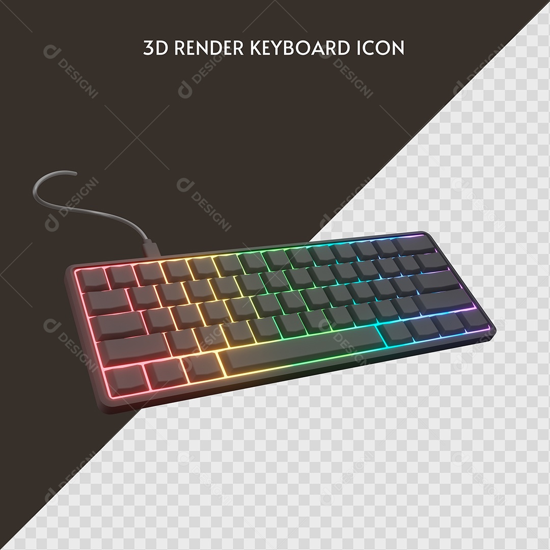 Elemento 3D Teclado Gamer Colorido PSD