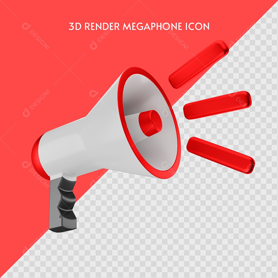 Elemento Megafone Vermelho Com Branco  3D PSD