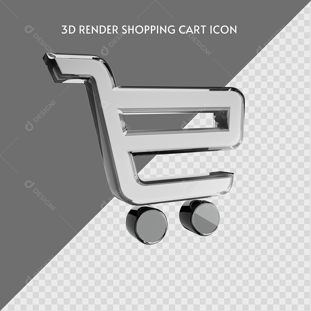 Ícone 3D Carrinho de Compra Supermercado PSD
