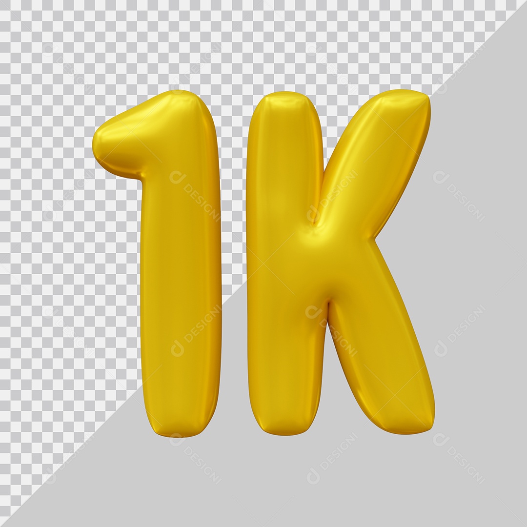 Elemento 3D 1K De Seguidores Dourado Para Composição PSD
