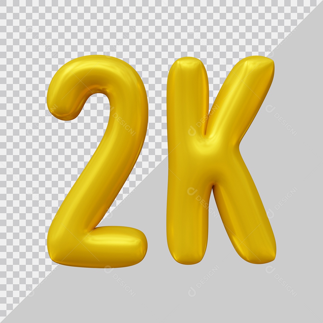 Elemento 3D 2K De Seguidores Dourado Para Composição PSD