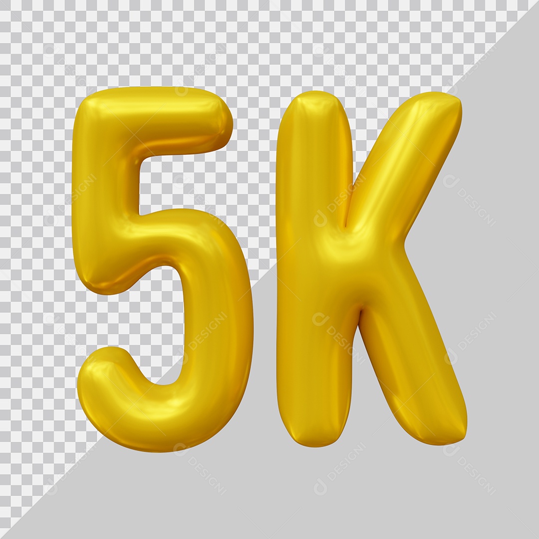 Elemento 3D 5K De Seguidores Dourado Para Composição PSD