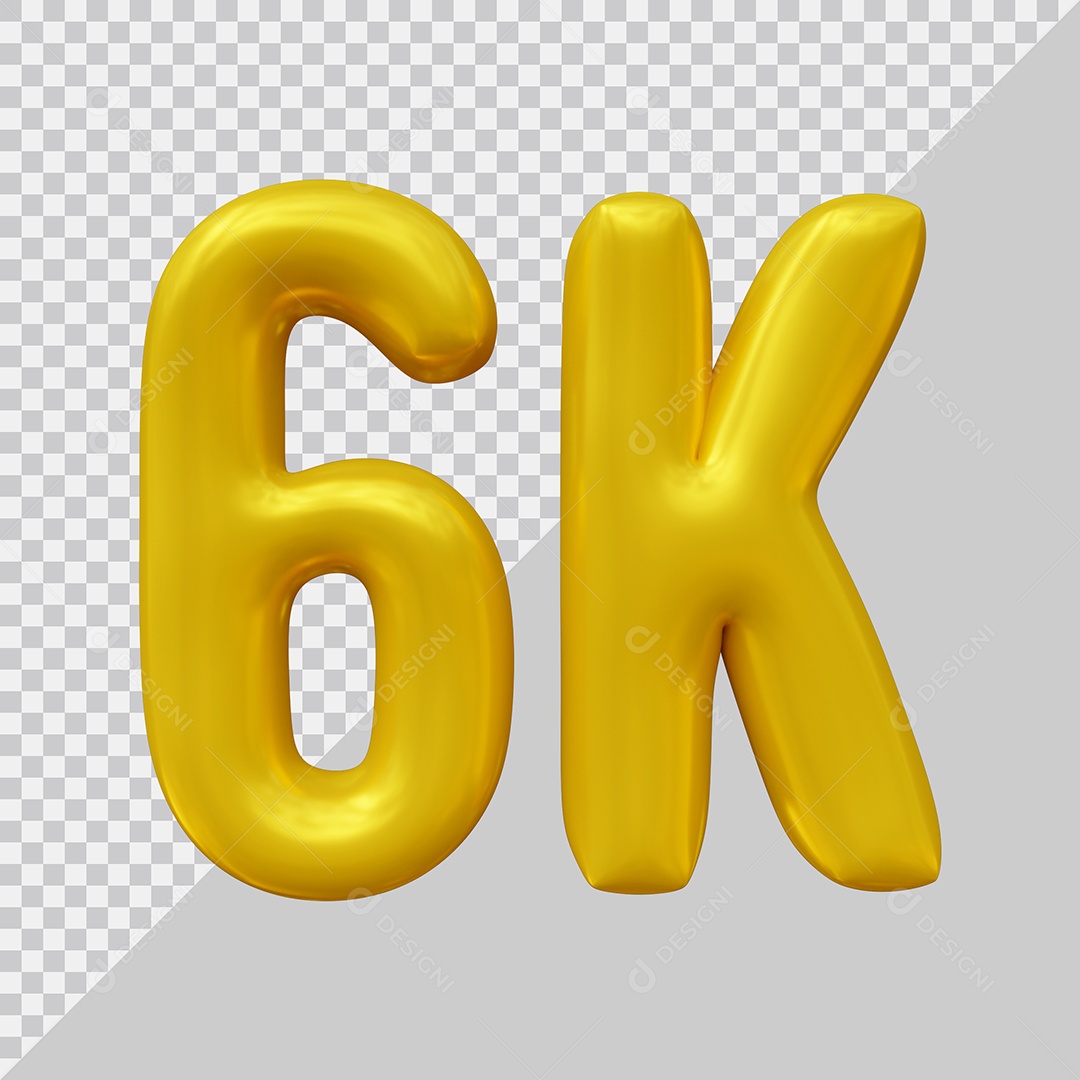 Elemento 3D 6K De Seguidores Dourado Para Composição PSD