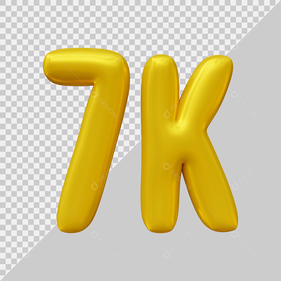 Elemento 3D 7K De Seguidores Dourado Para Composição PSD