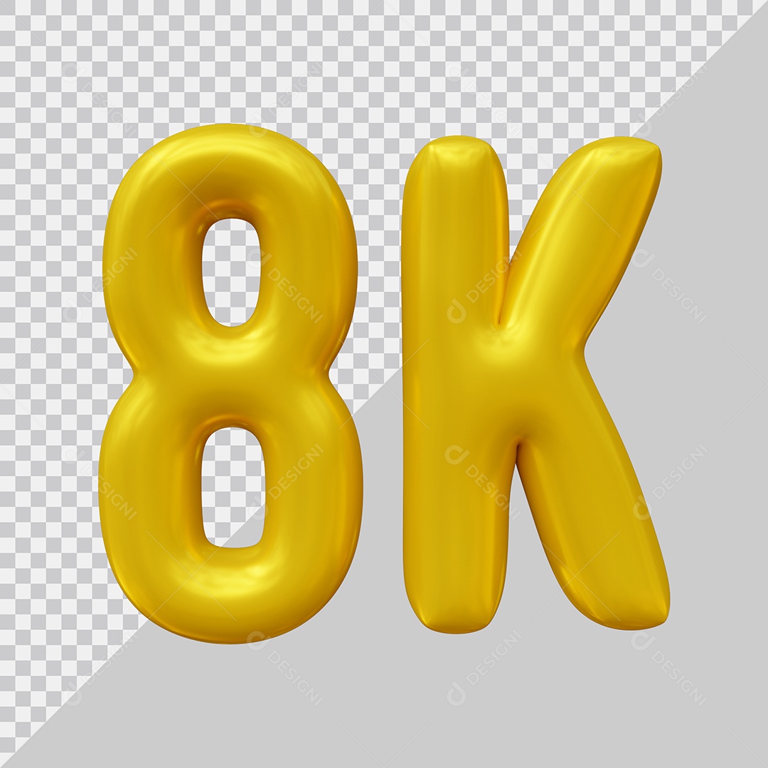 Elemento 3D 8K De Seguidores Dourado Para Composição PSD