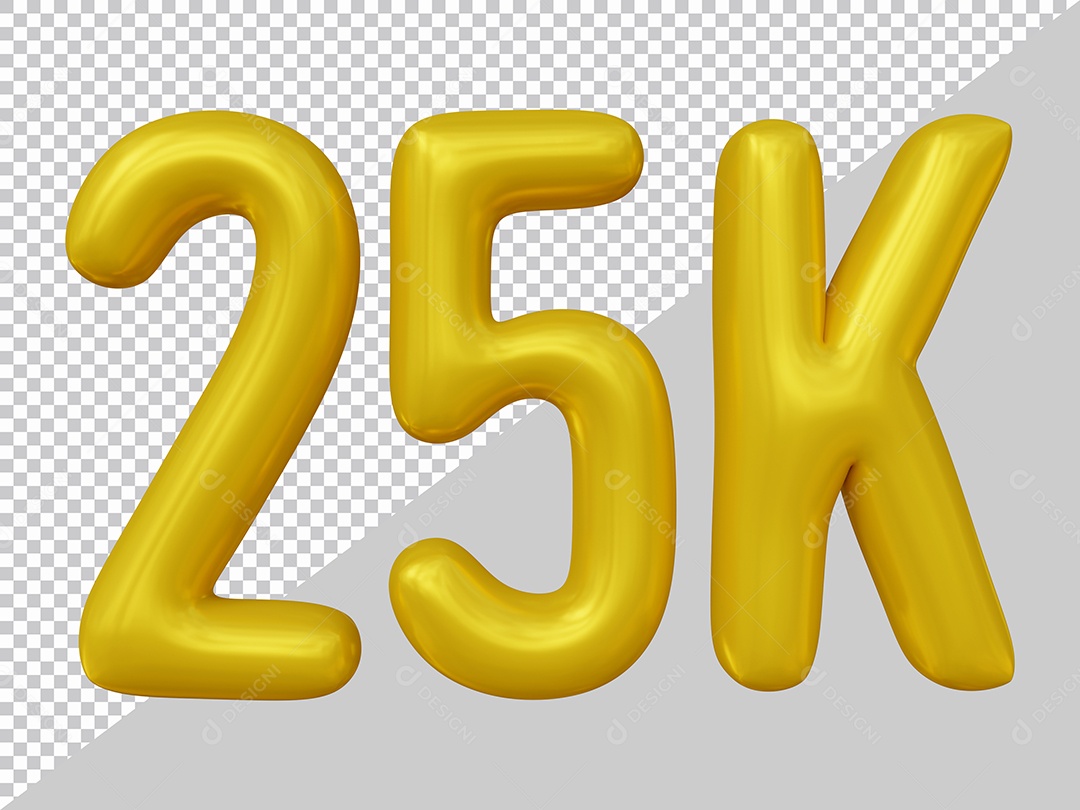Elemento 3D 25K De Seguidores Dourado Para Composição PSD