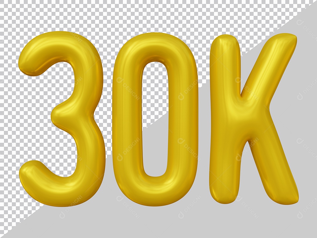 Elemento 3D 30K De Seguidores Dourado Para Composição PSD