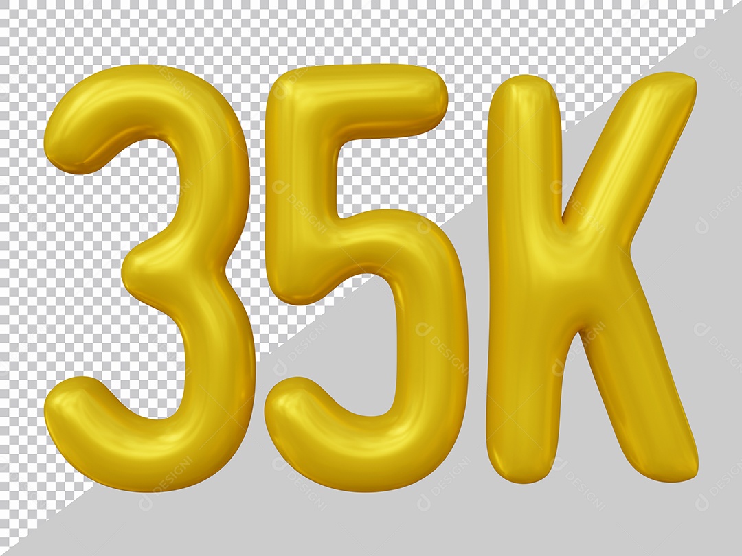 Elemento 3D 35K De Seguidores Dourado Para Composição PSD