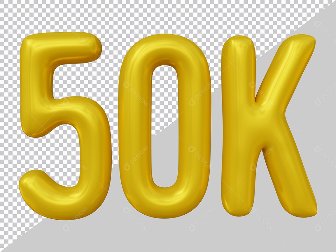 Elemento 3D 50K De Seguidores Dourado Para Composição PSD