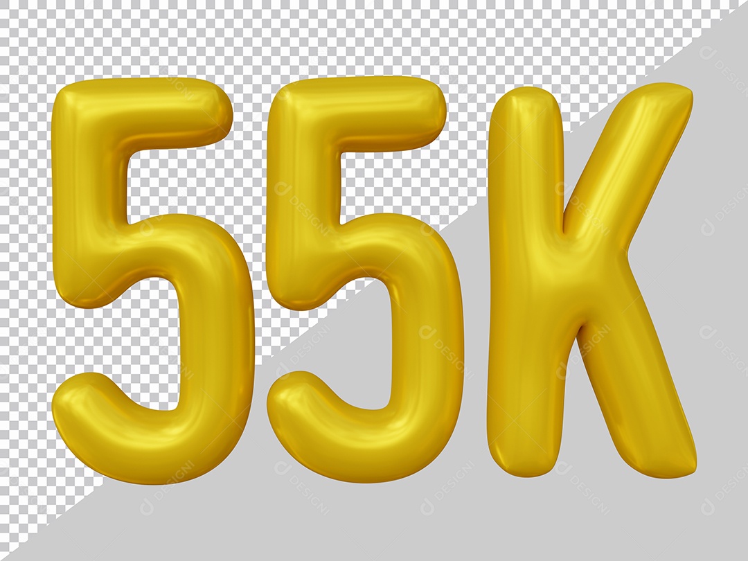 Elemento 3D 55K De Seguidores Dourado Para Composição PSD