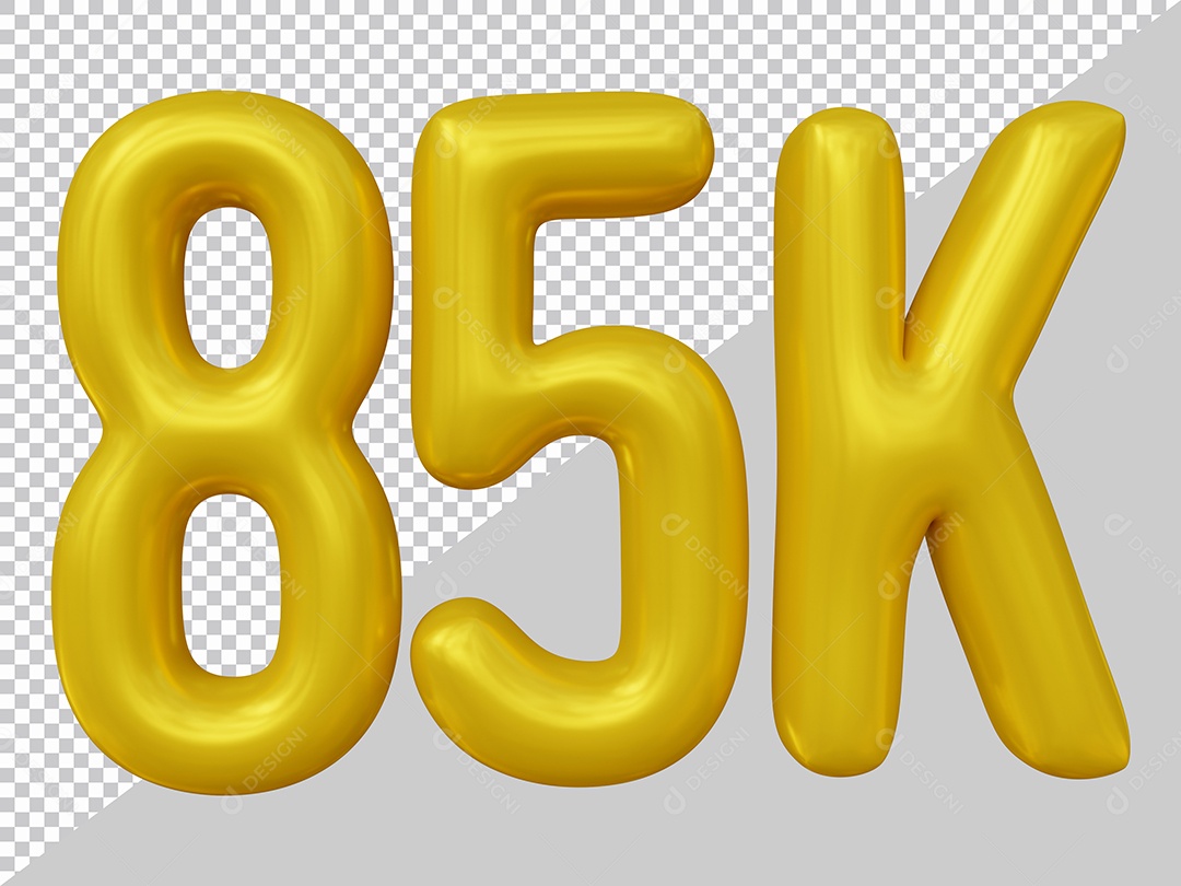 Elemento 3D 85K De Seguidores Dourado Para Composição PSD