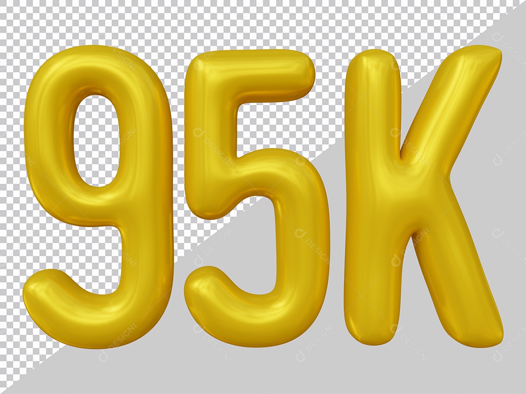Elemento 3D 95K De Seguidores Dourado Para Composição PSD