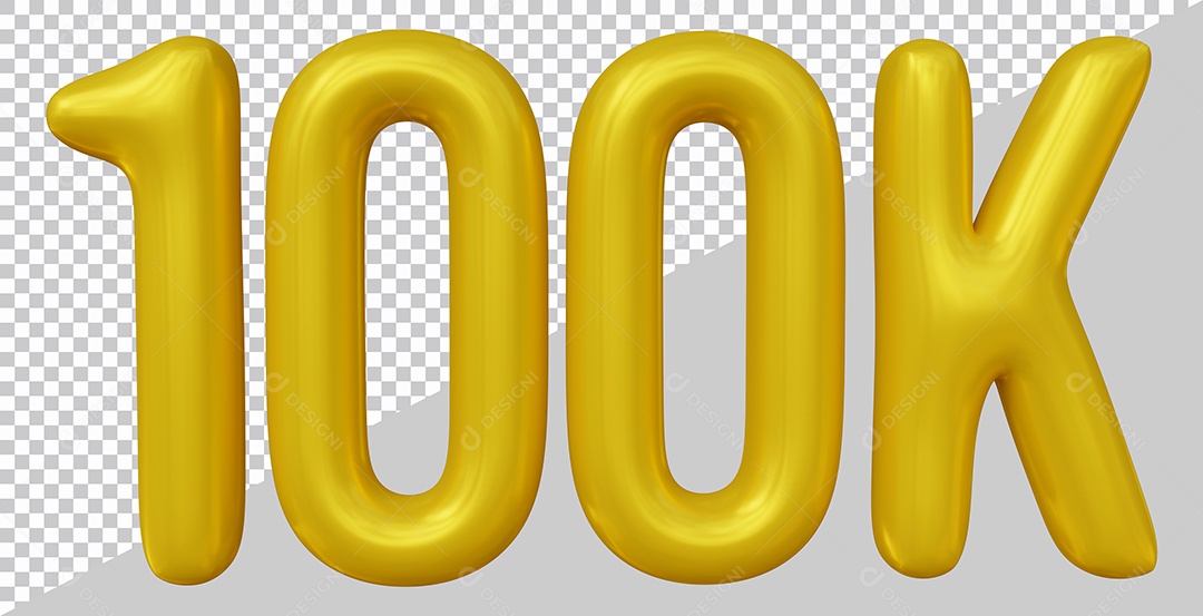 Elemento 3D 100K De Seguidores Dourado Para Composição PSD