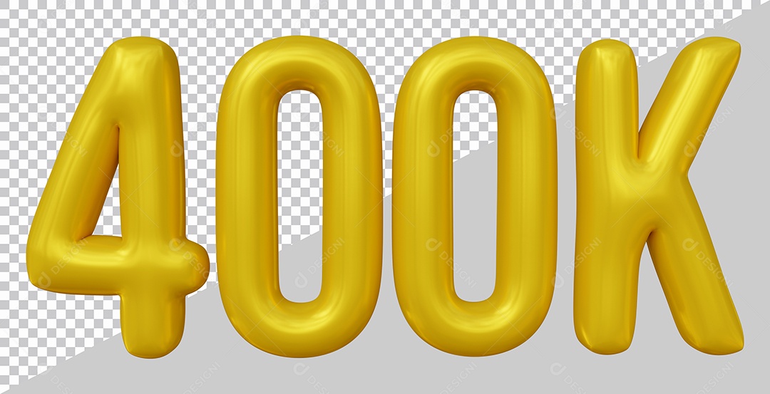 Elemento 3D 400K De Seguidores Dourado Para Composição PSD