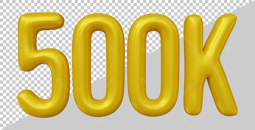 Elemento 3D 500K De Seguidores Dourado Para Composição PSD