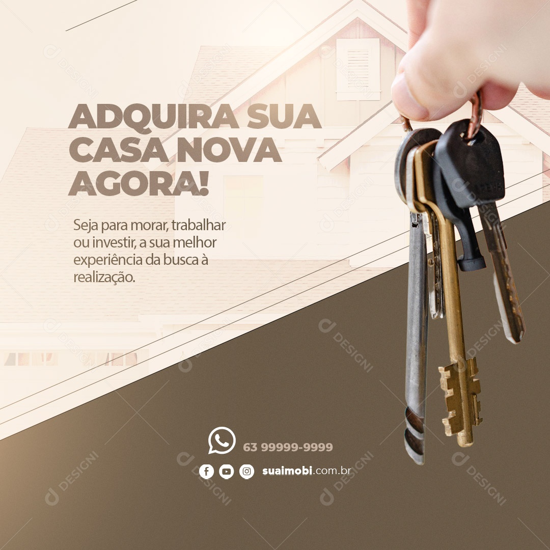 Social Media Imobiliária Financiamento Adquira Sua Casa Nova! PSD Editável