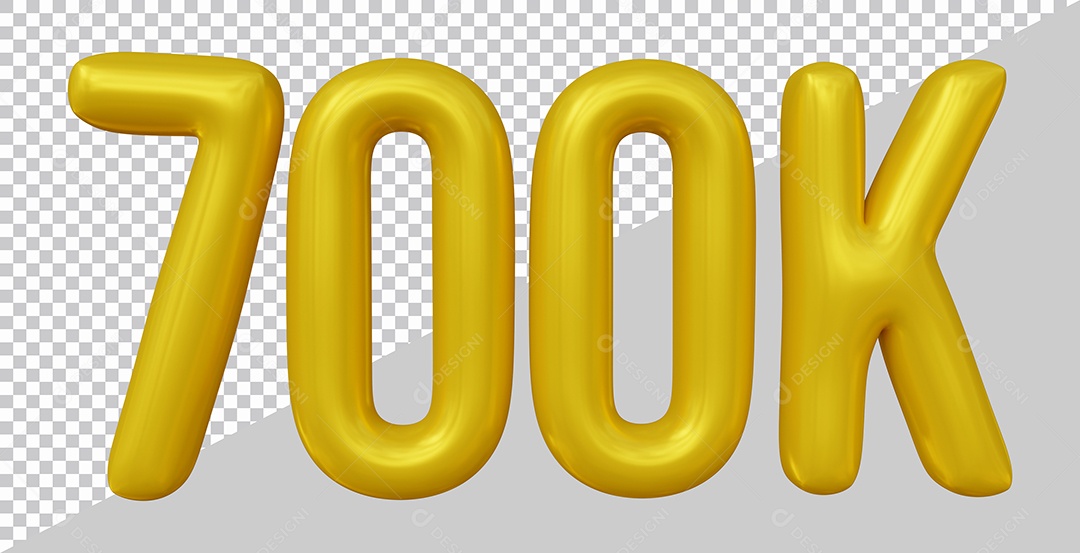 Elemento 3D 700K De Seguidores Dourado Para Composição PSD