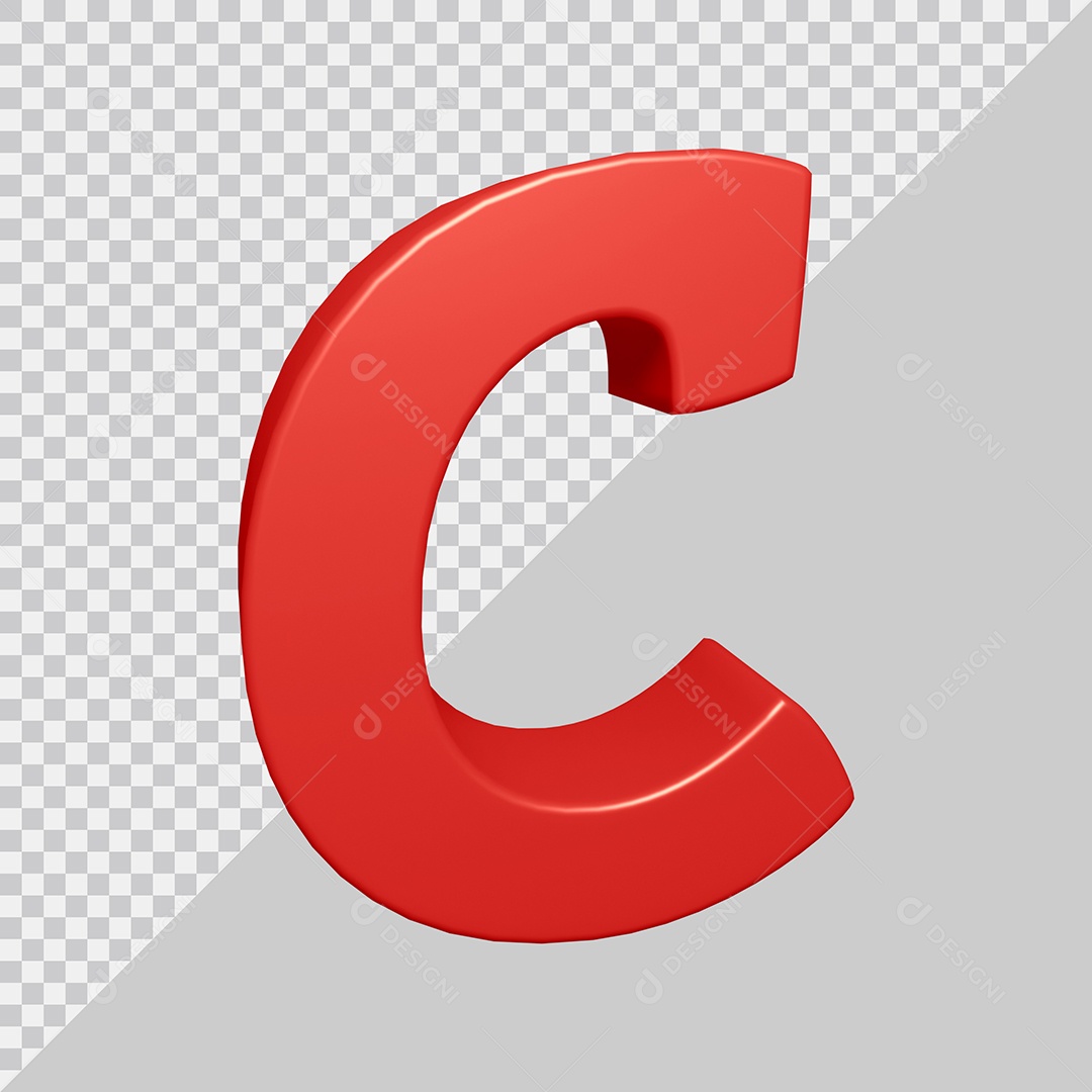 Letra C Maiúscula Vermelha 3D Para composição PSD